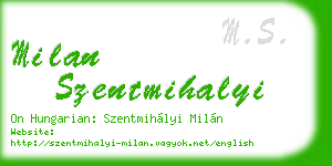 milan szentmihalyi business card